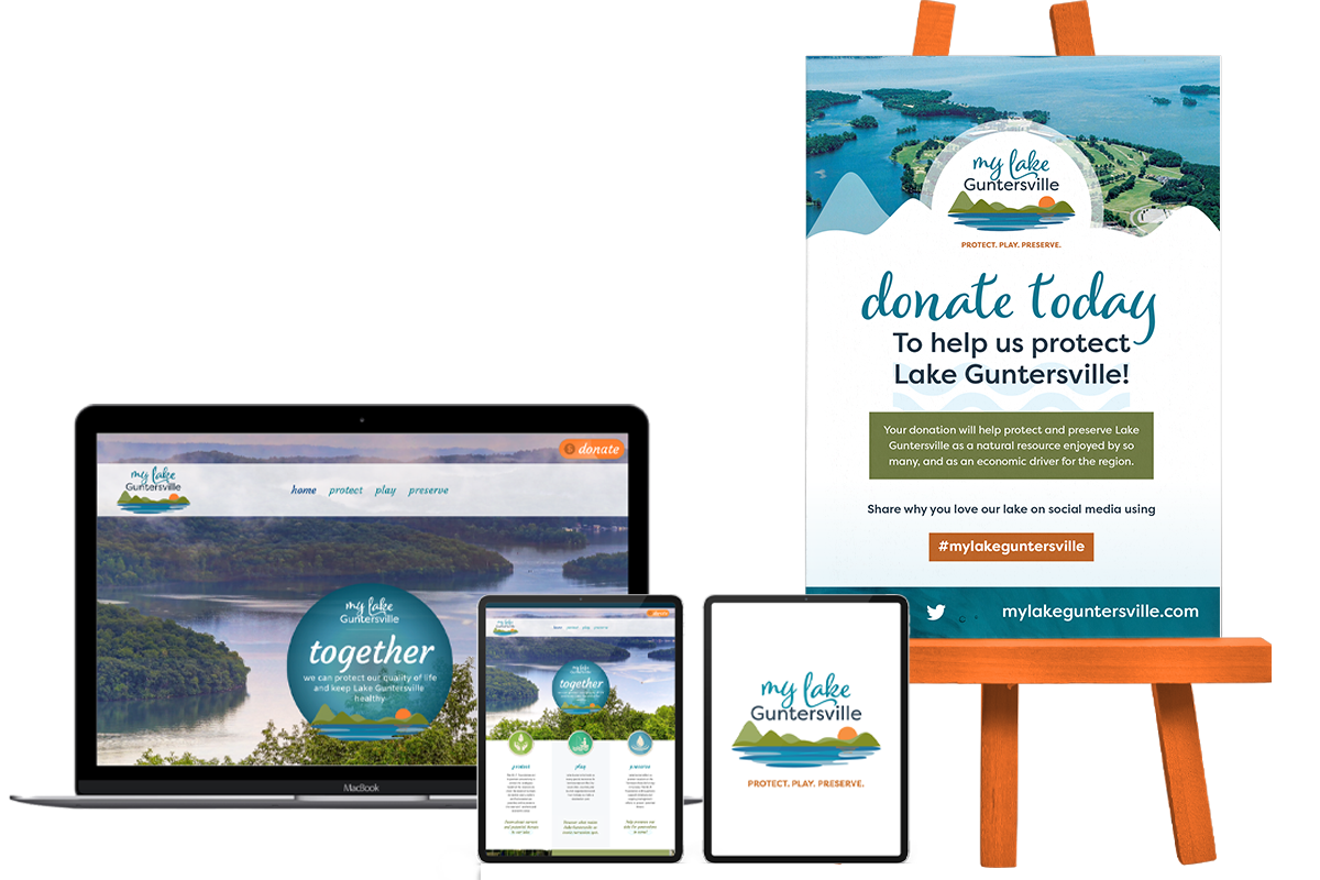 My Lake Guntersville on-site promotional materials, created by Red Sage for the organization's tourism marketing strategies